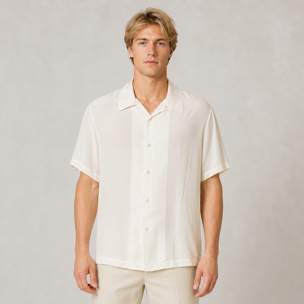 Helmut Lang Men's Shirt Minimalist Country Club Cupro Vegan Silk Breathable Med.